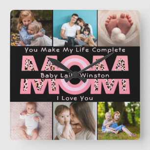 Modern Baby Photo You Make My Life Complete Gift Square Wall Clock