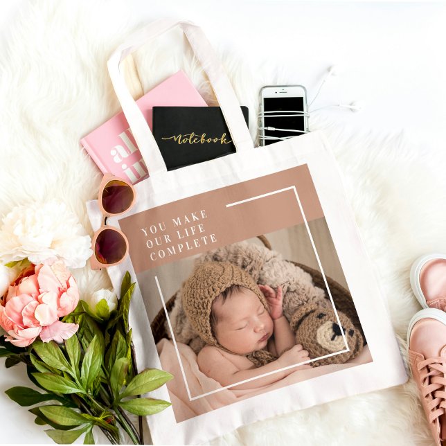 Modern Baby Photo | You Make My Life Complete Gift Tote Bag (Creator Uploaded)