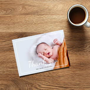 Modern, baby shower, baby boy, thank you card
