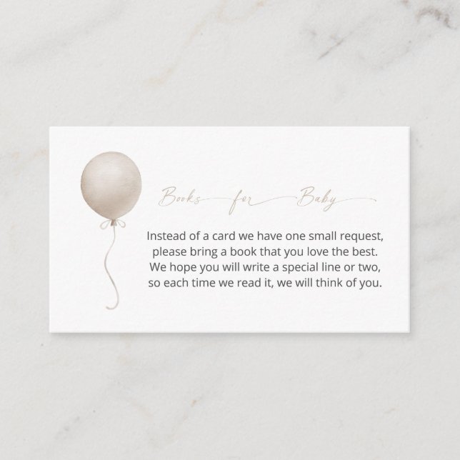 Modern Baby Shower Balloon Books for Baby  Enclosure Card (Front)