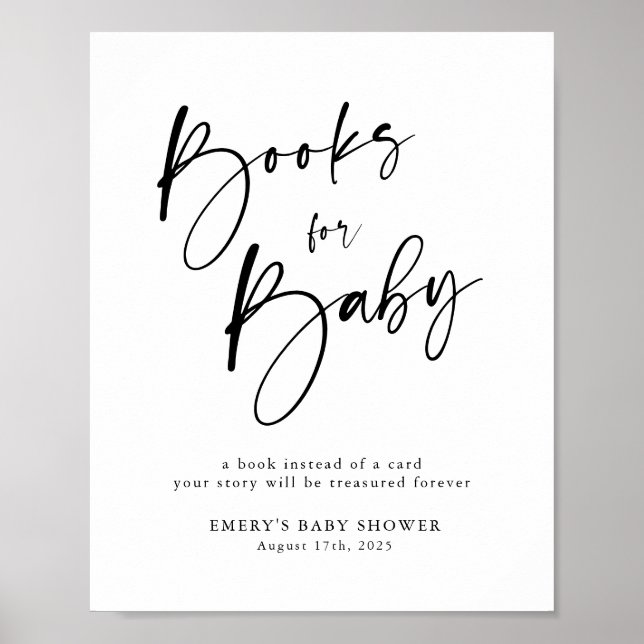 Modern Baby Shower Books for Baby Sign (Front)