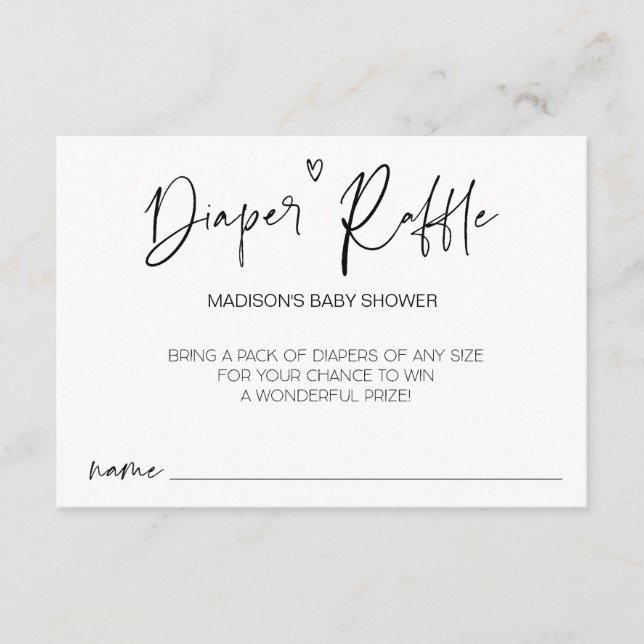 Modern Baby Shower Diaper Raffle Game Card (Front)
