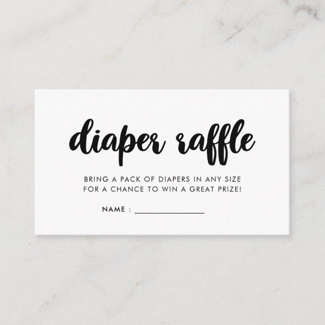 Modern baby shower diaper raffle insert (Front)