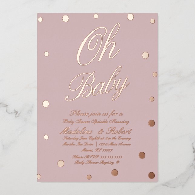 Modern Baby Shower Dots Pink   Pressed   (Front)