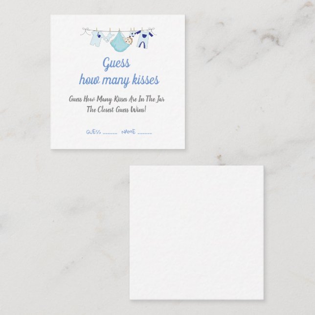 Modern Baby Shower Guess How Many Kisses Card (Front/Back)