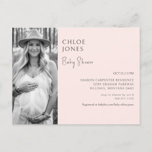 Modern Baby Shower Mum Photo Blush Invitation Postcard