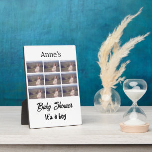Modern Baby Shower personalised 9 Photo Collage Plaque