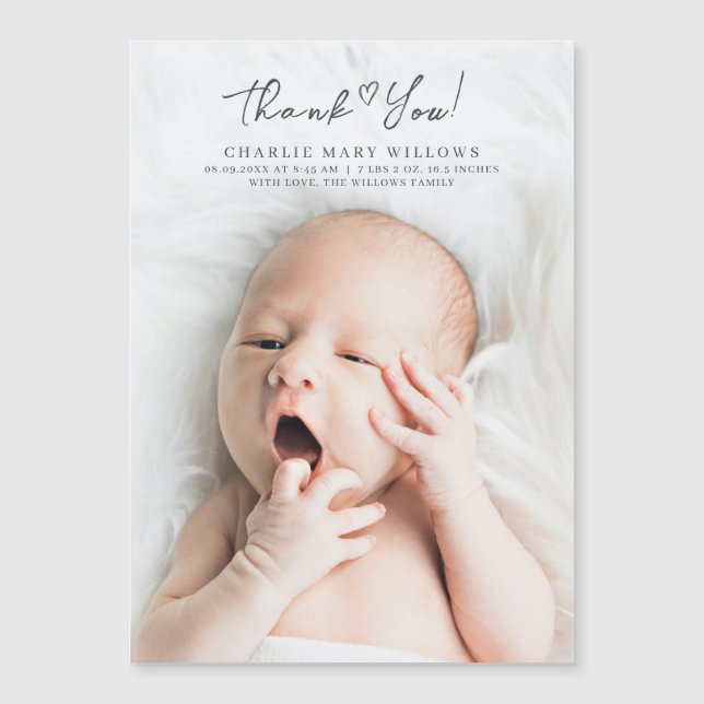 Modern Baby Shower Photo Announcement Thank You (Front)