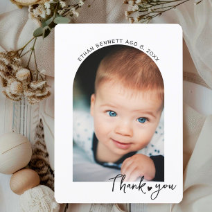 Modern Baby Shower Photo Hand-written Minimalistic Thank You Card