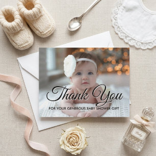 Modern Baby Shower Photo Thank You Card
