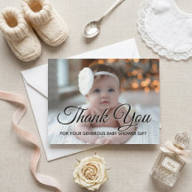 Modern Baby Shower Photo Thank You Card