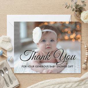 Modern Baby Shower Photo Thank You Card