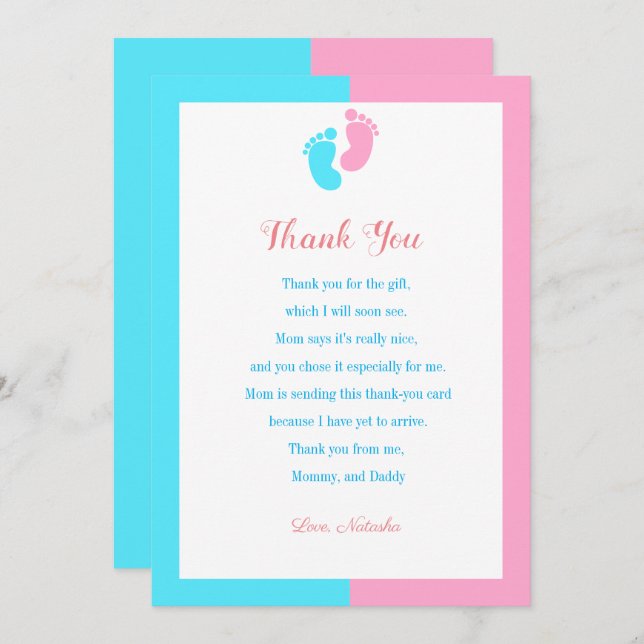 Modern baby shower thank you card (Front/Back)