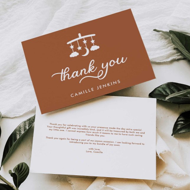 Modern Baby Shower Thank You Card (Modern Terracotta Baby Shower Thank you card)