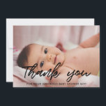 Modern baby shower thank you photo card<br><div class="desc">Modern and elegant baby shower thank you card. Fully customisable with your baby's picture,  name and other details. Editable colours and customisable dotted background.</div>