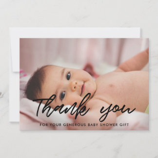 Modern baby shower thank you photo card