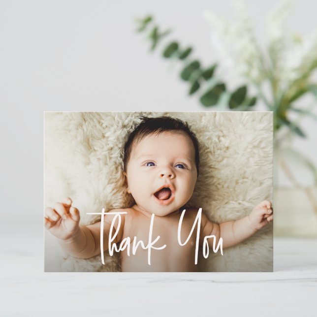  Modern baby shower thank you photo note (Standing Front)
