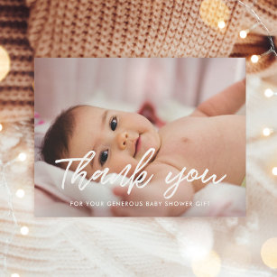 Modern baby shower thank you photo postcard