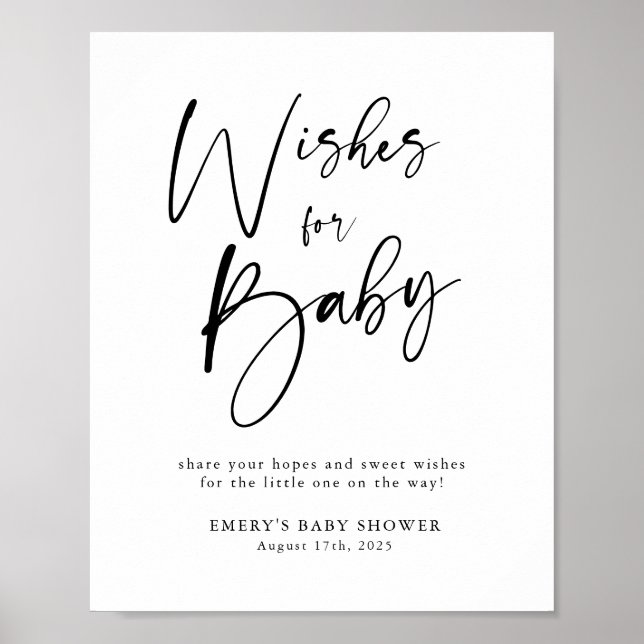Modern Baby Shower Wishes for Baby Sign (Front)