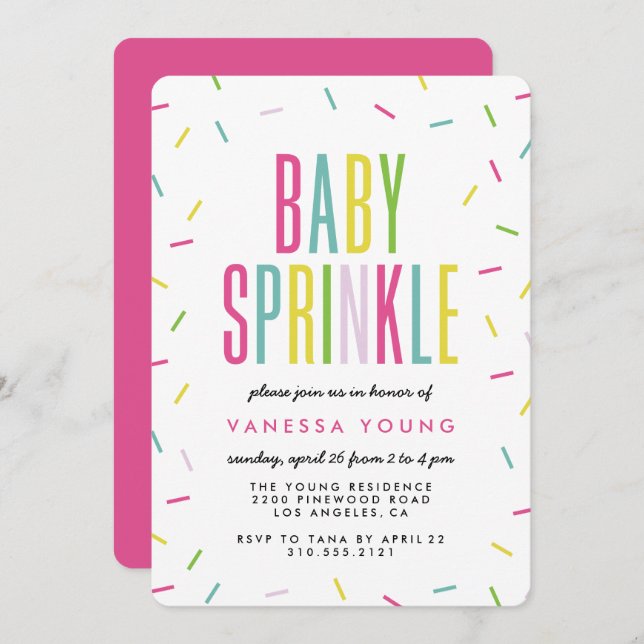 Modern Baby Sprinkle Shower Invitations (Front/Back)