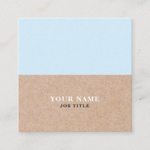 Modern BabyBlue PRINTED Kraft Square Business Card