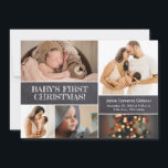 Modern Baby's 1st Christmas Family Photo collage  Invitation<br><div class="desc">Celebrate the joy and magic of your baby's first Christmas with the Modern Baby's 1st Christmas Family Photo Collage Invitation. This special holiday flat card template allows you to share the precious moments of your newborn with family and friends, spreading good cheer and introducing your little one to the world....</div>