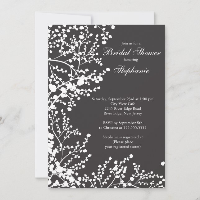 Modern Baby's Breath Floral Bridal Shower Invitation (Front)