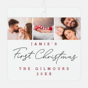 Modern Baby's First Christmas 3 Photos Custom Metal Tree Decoration