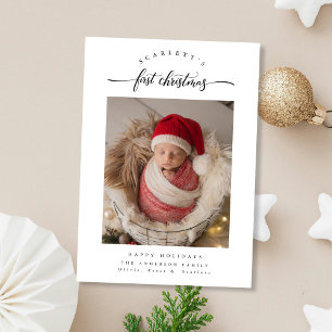 Modern Baby's First Christmas Cute Overlay Photo Holiday Card