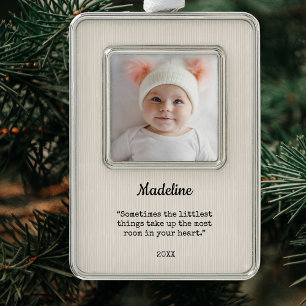 Modern Baby's First Christmas Silver Plated Framed Ornament