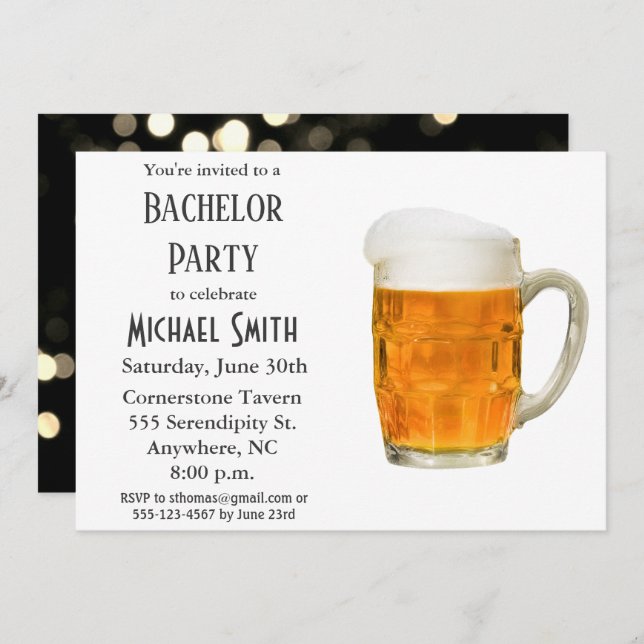 Modern Bachelor Party Beer Cheers Invitation (Front/Back)