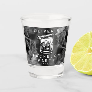 Modern Bachelor Party Cigars and Whiskey Black  Shot Glass