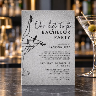 Modern Bachelor Party One Last Toast Martini Invitation