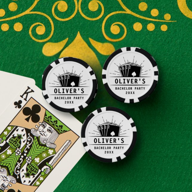 Modern Bachelor Party Poker Playing Card Casino Poker Chips (Creator Uploaded)