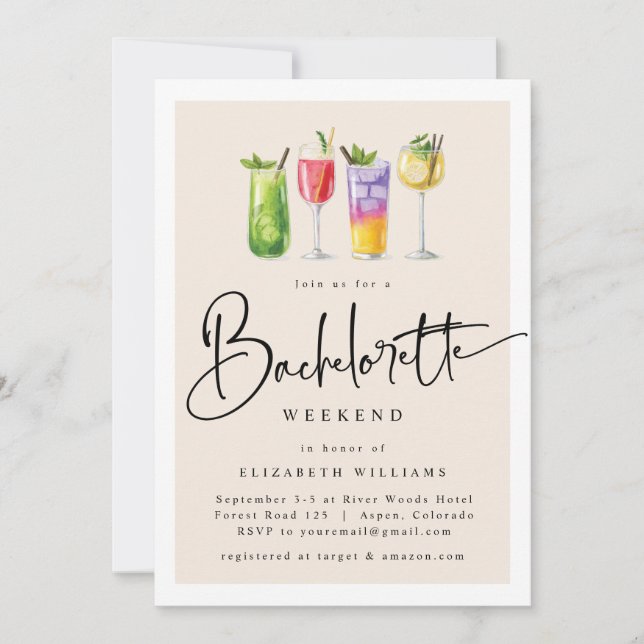 Modern Bachelorette Party Weekend Invitation (Front)