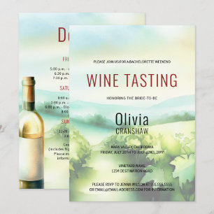 Modern Bachelorette Party Wine Tasting Destination Invitation
