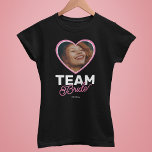 Modern bachelorette Team Bride Heart Photo T-Shirt<br><div class="desc">Fun bachelorette party t-shirt featuring a heart picture of the bride,  the title "team bride",  and the date of the celebration.</div>
