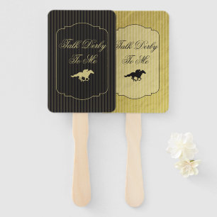 Modern Back & Gold Race Horse Derby Party Hand Fan