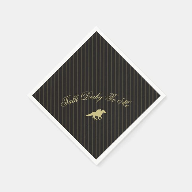 Modern Back & Gold Race Horse Derby Party  Napkin (Corner)