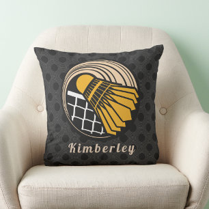 Modern Badminton Theme Player Coach Name Dotted Cushion