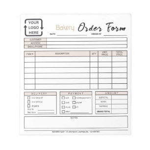 Modern Bakery Cafe Beige Order Form Notepad