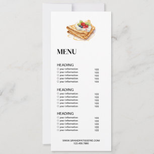 Modern Bakery Cafe Menu & Price List Card