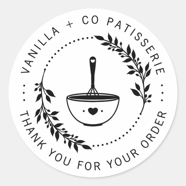 Modern Bakery Cake Business Customer Thank You Classic Round Sticker (Front)