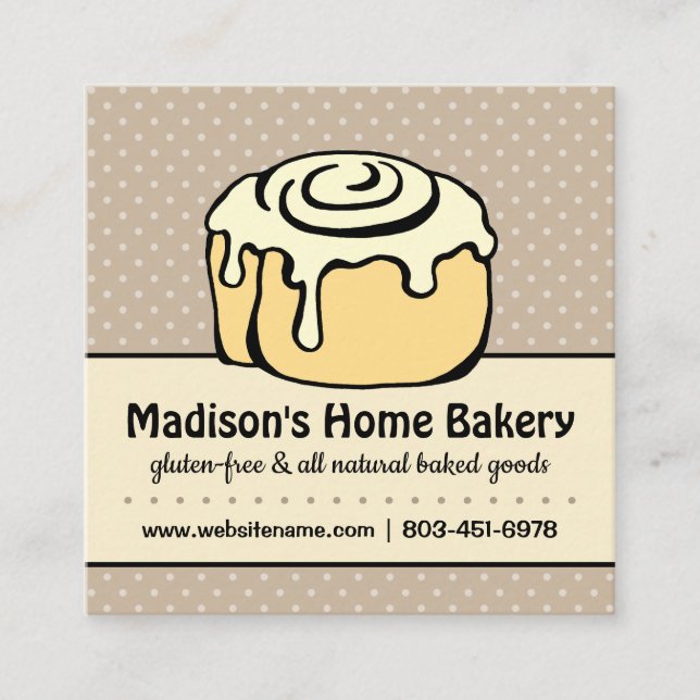Modern Bakery Caterer Chef Restaurant Square Business Card (Front)