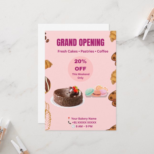 Modern Bakery Invitation (Front/Back In Situ)