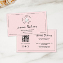 Modern Bakery Logo QR Social Media Icons Pink