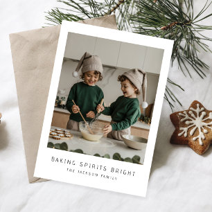 Modern Baking Spirits Bright Sibling Photo Holiday Card