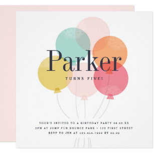 Modern ballon bunch birthday party invitation