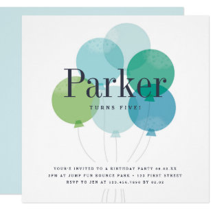 Modern ballon bunch birthday party invitation