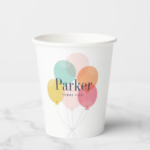 Modern ballon bunch birthday party paper cups